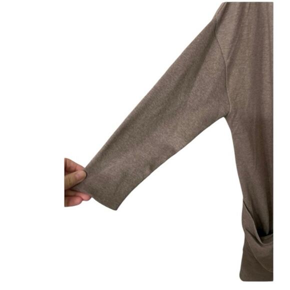 Pact Airplane Cardigan Organic Cotton Open Front Drapey Pocket Sweater M/L Brown - Picture 7 of 14